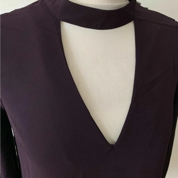 OASIS Purple Choker Neck Keyhole Blouse Long Sleeve Available Size 10 - Picture 3 of 7